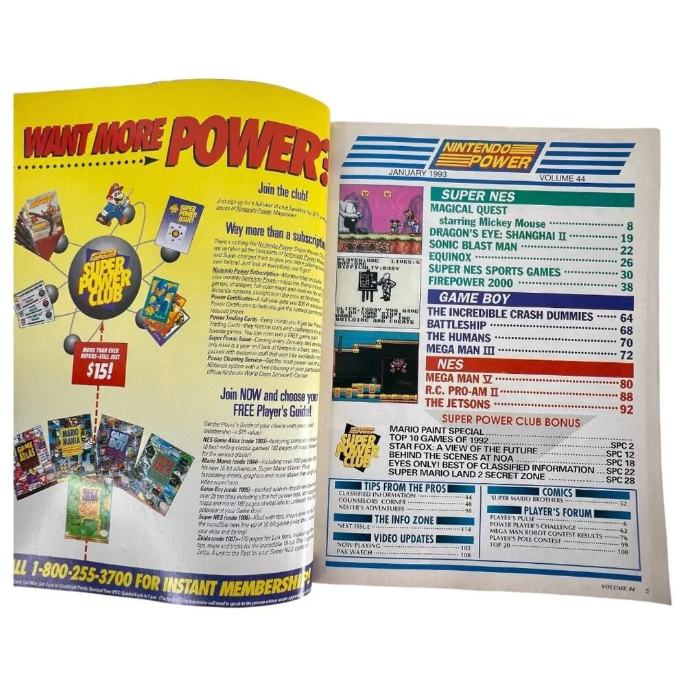 Nintendo Power Magazine Vol 44 January 1993 Magical Quest With Poster Inserts‎
